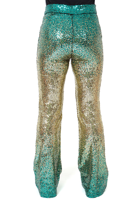 Disco Flare Broek Turquoise Glitter Disco Flare Broek Turquoise Glitter