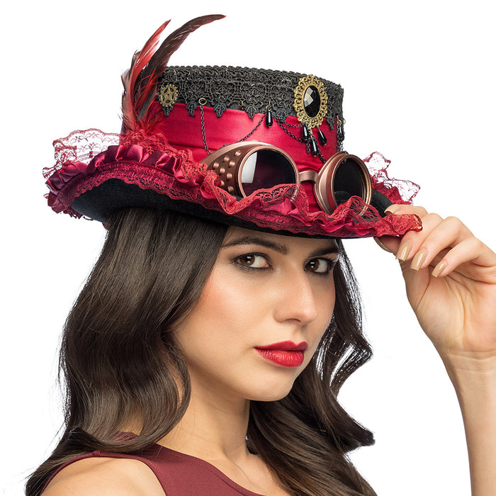 Steampunk Hoed Steam Scarlet