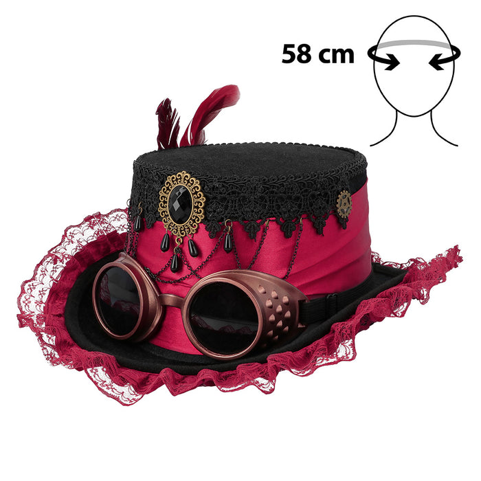 Steampunk Hoed Steam Scarlet