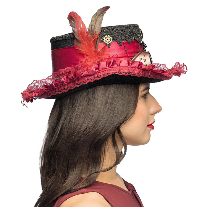 Steampunk Hoed Steam Scarlet