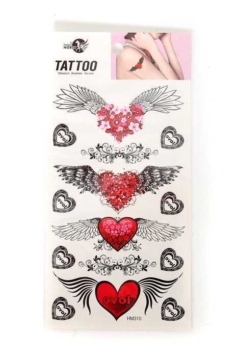 Plaktattoos Hart met vleugels