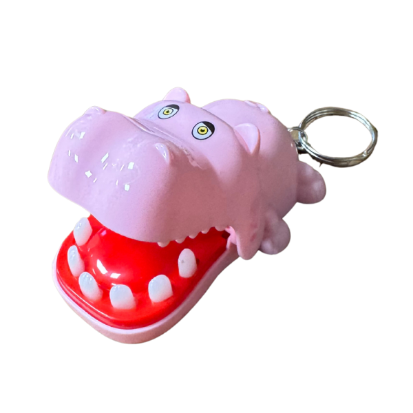 Bijtende Hippo Roze sleutelhanger