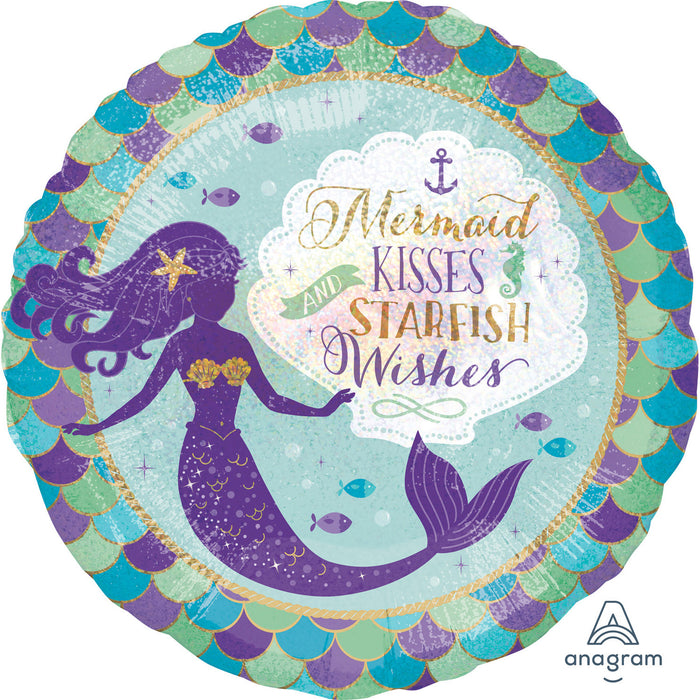 Folieballon Standard Holographic Mermaid Wishes & Kisses