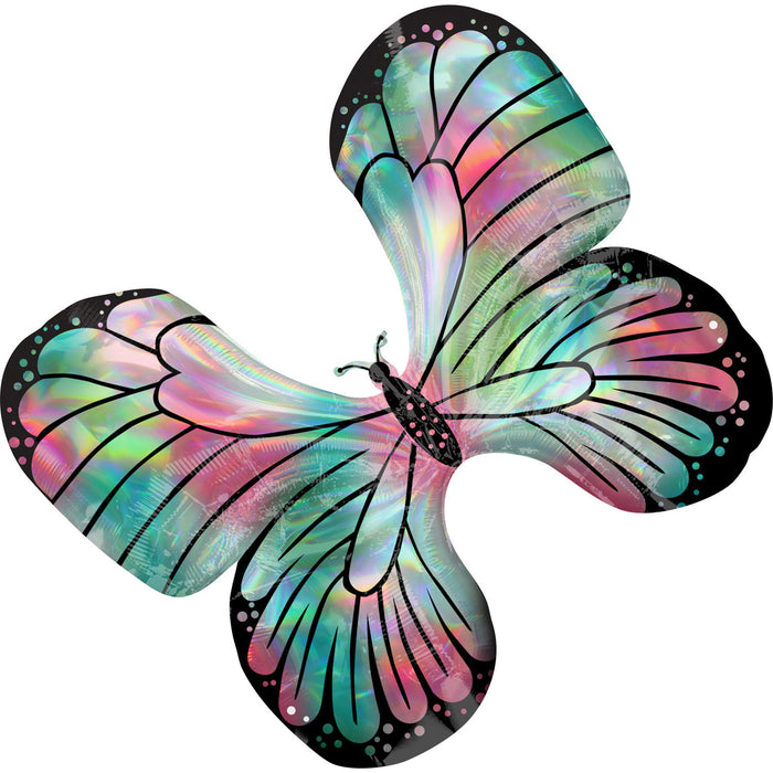 Folieballon SuperShape Teal Pink Butterfly