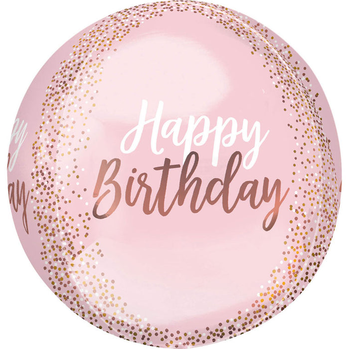 Folieballon Orbz Rose Gold Blush Birthday