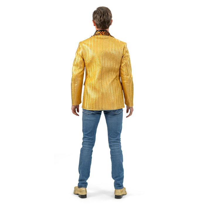 Gouden jas met panterprint Heren