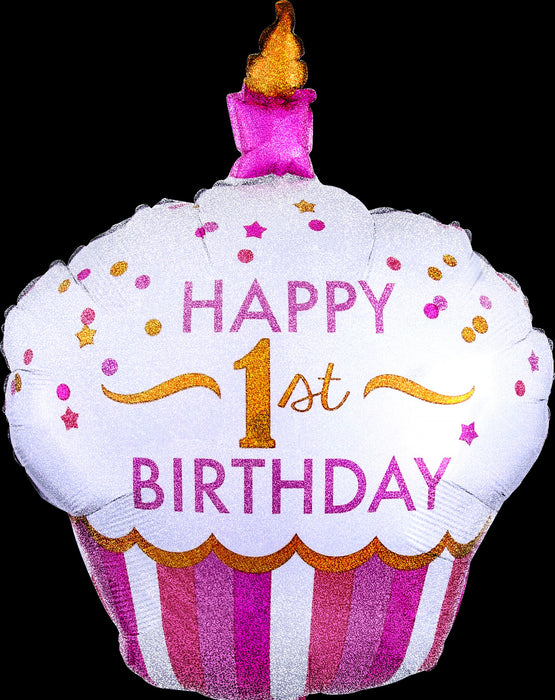 Folieballon SuperShape 1st Birthday Cupcake Girl