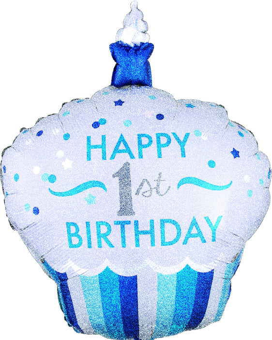 Folieballon SuperShape 1st Birthday Cupcake Boy