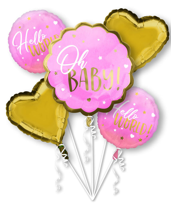 Folieballon Bouquet Pink Baby Girl