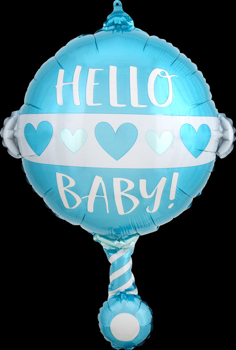 Folieballon Standard Shape Baby Boy Rattle