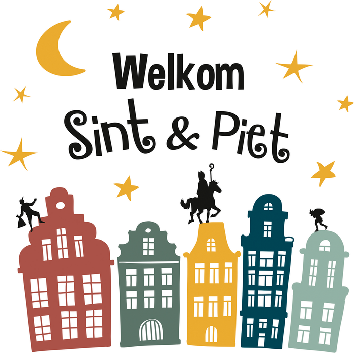 Raamstickers Welkom Sint & Pieten