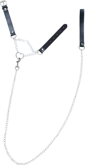Leren halsband met ketting en handboeien