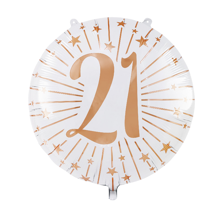 Folieballon Milestones Wit/Roségoud 21 jaar 71cm (GN-6921)