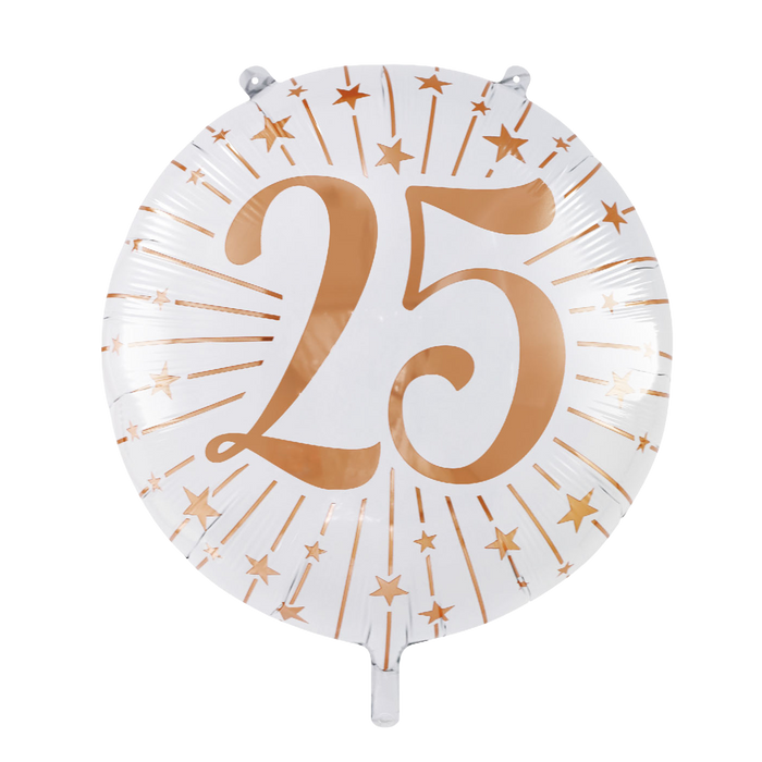 Folieballon Milestones Wit/Roségoud 25 jaar 71cm (GN-6922)