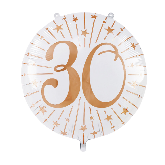 Folieballon Milestones Wit/Roségoud 30 jaar 71cm (GN-6923)