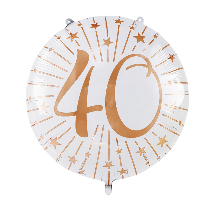 Folieballon Milestones Wit/Roségoud 40 jaar 71cm (GN-6924)