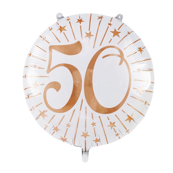 Folieballon Milestones Wit/Roségoud 50 jaar 71cm (GN-6925)
