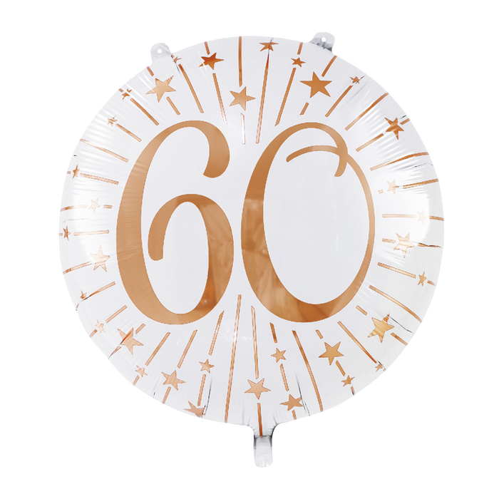 Folieballon Milestones Wit/Roségoud 60 jaar 71cm (GN-6926)