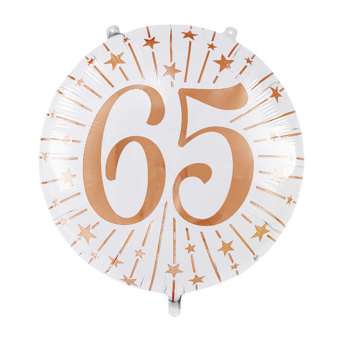 Folieballon Milestones Wit/Roségoud 65 jaar 71cm (GN-6927)