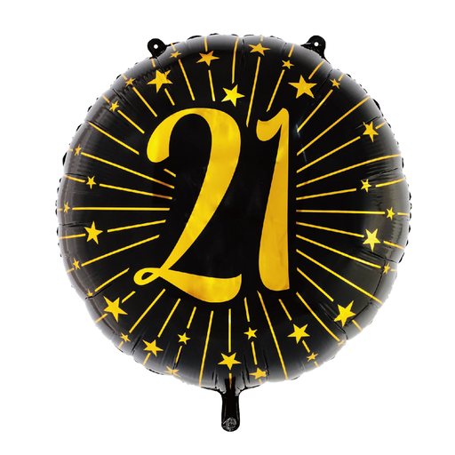 Folieballon Milestones Zwart/Goud 21 jaar 71cm (GN-6931)