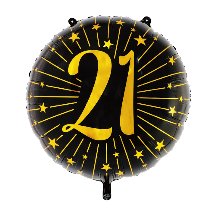 Folieballon Milestones Zwart/Goud 21 jaar 71cm (GN-6931)