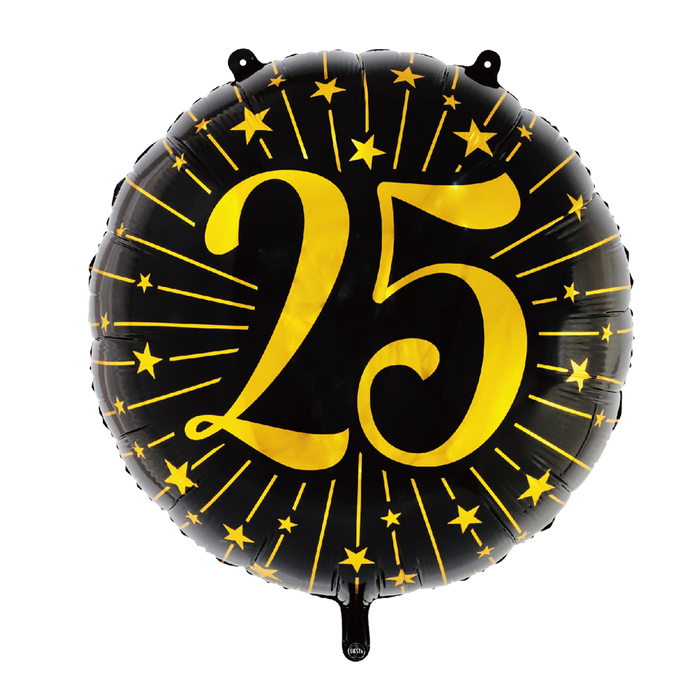 Folieballon Milestones Zwart/Goud 25 jaar 71cm (GN-6932)