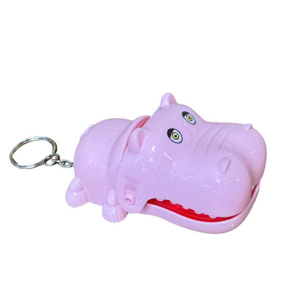 Bijtende Hippo Roze sleutelhanger