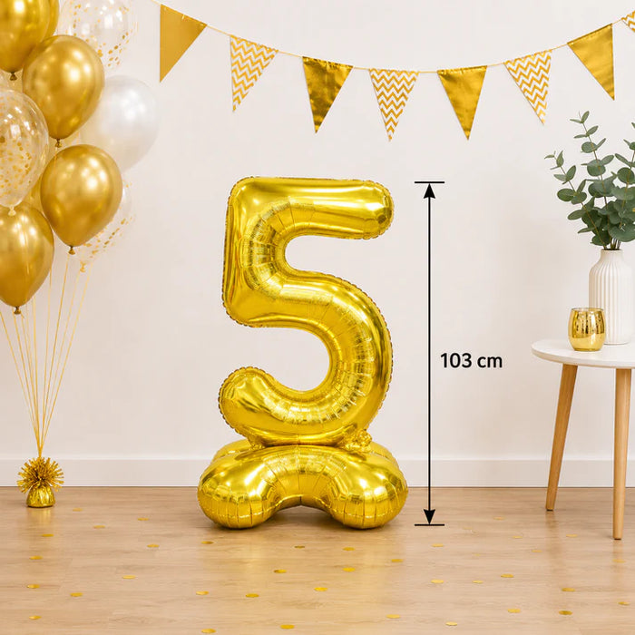 Cijfer ballon staand goud 102cm