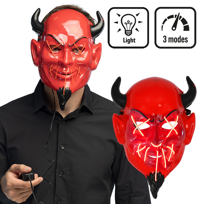 Gezichtsmasker Duivel met LED