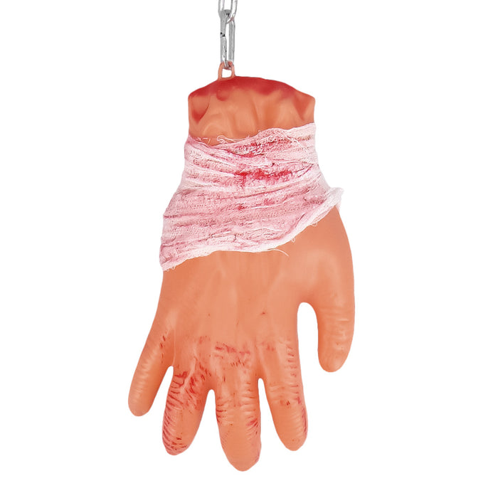 Decoratie Bloederige Hand Met Ketting 63cm