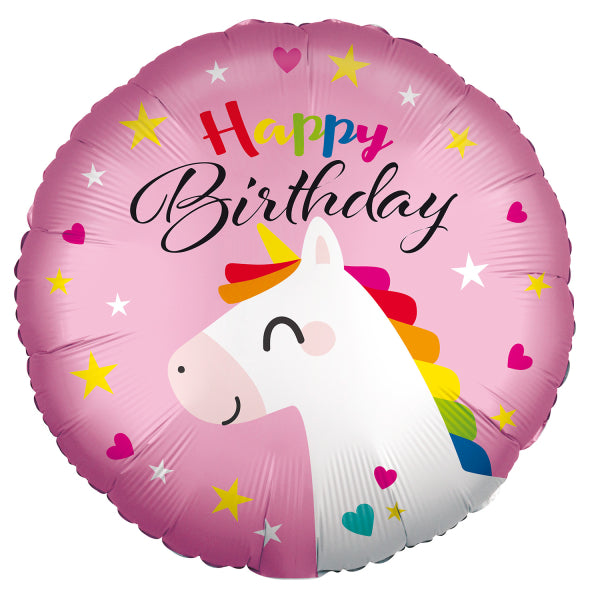 Folieballon Standard Silk Lustre HBD Unicorn