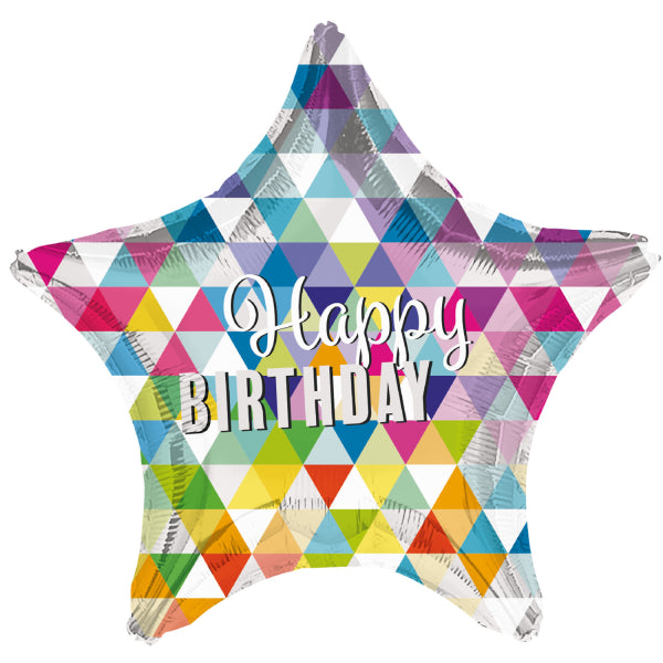 Folieballon Large Shape HBD Star Patterns