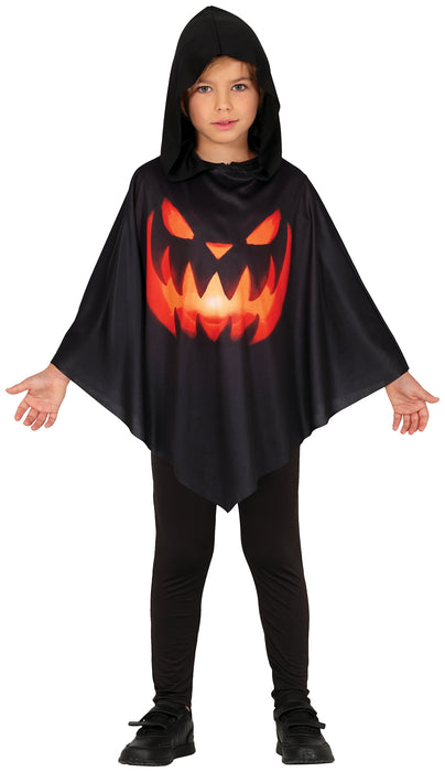 Halloween poncho pompoen kinderen