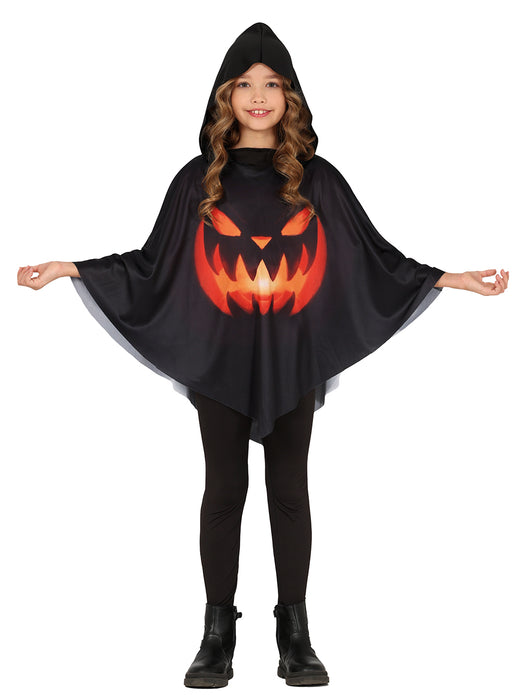 Halloween poncho pompoen kinderen