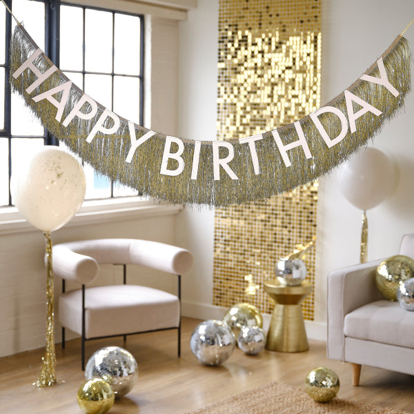 Gouden slinger Happy Birthday 150cm