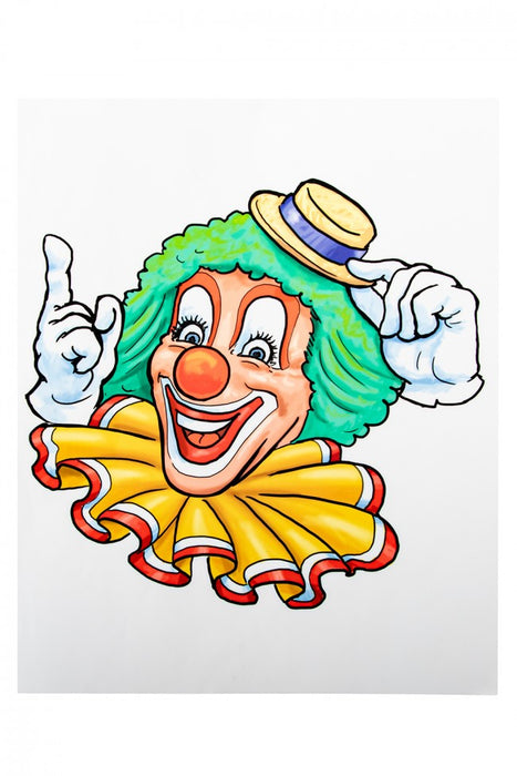 Raamsticker clown gele hoed 32x40cm