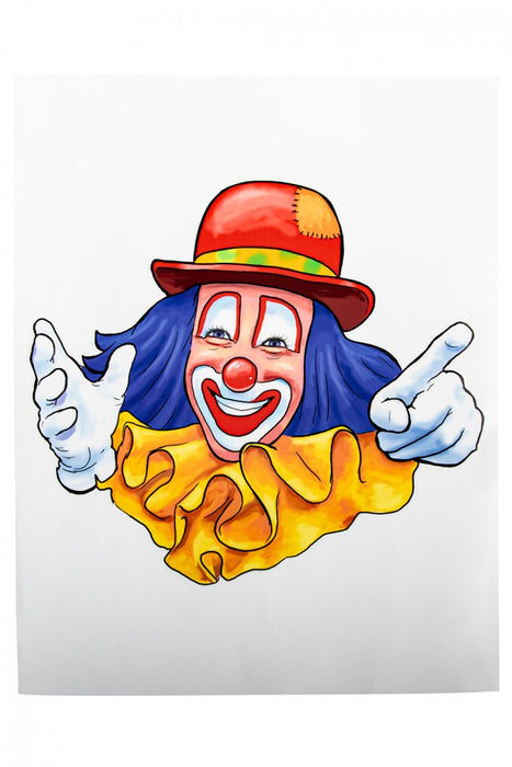 Raamsticker clown rode hoed 32x40cm