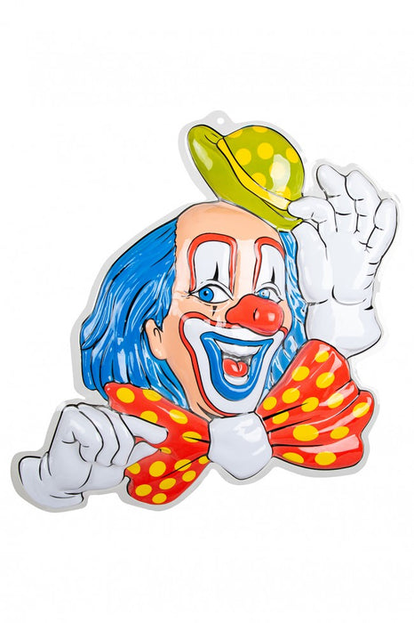 Clownsdeco clown blauwe haren 50x50cm