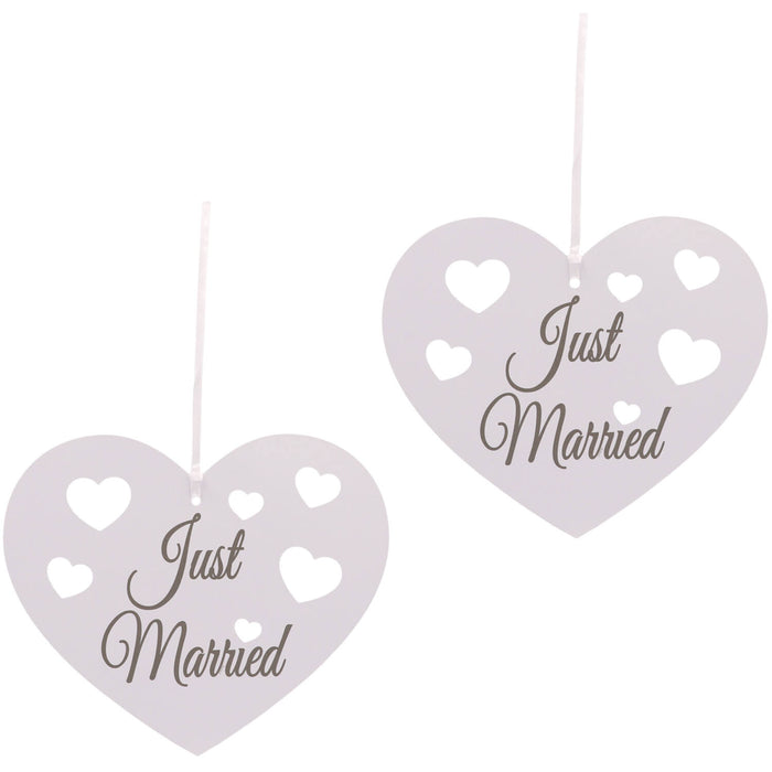 Hangdecoratie Just Married hearts 5st