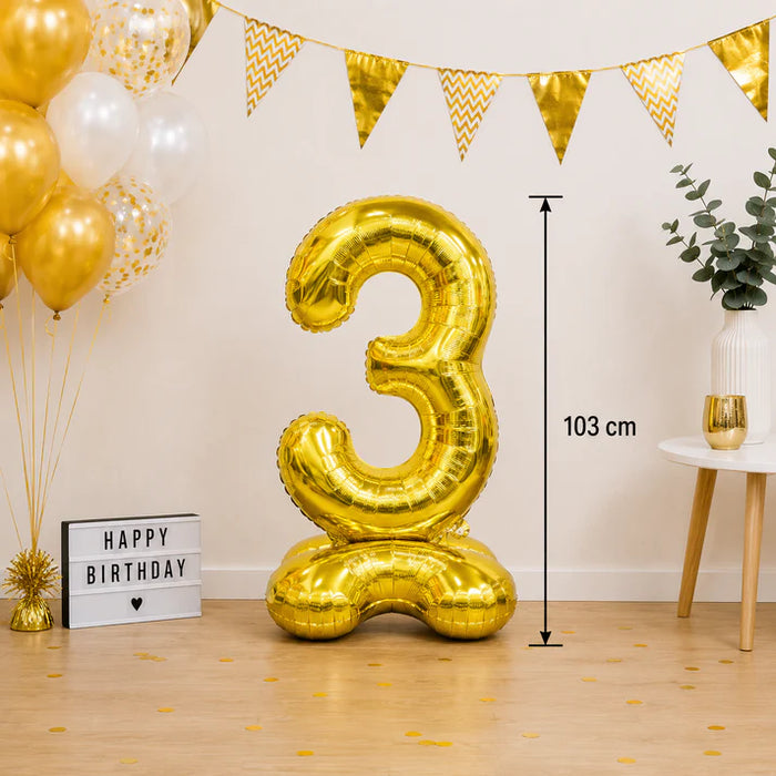 Cijfer ballon staand goud 102cm