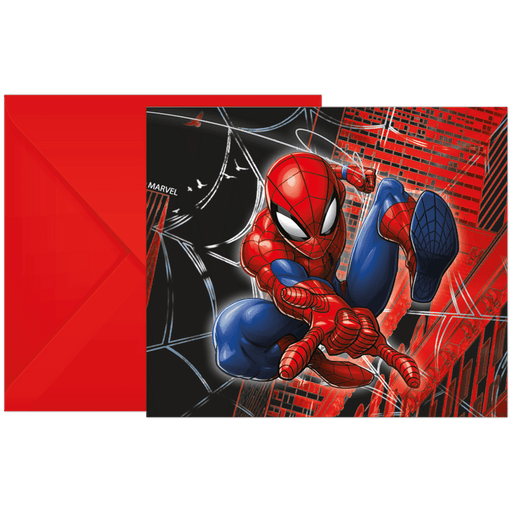 Uitnodigingen Spiderman Met Enveloppen 6st