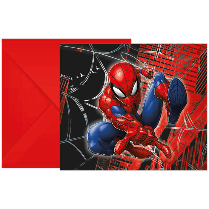 Uitnodigingen Spiderman Met Enveloppen 6st