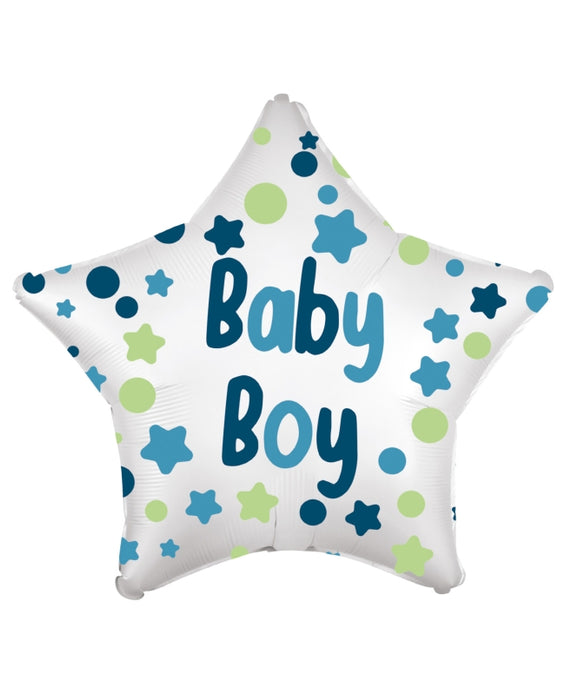 Folieballon Baby Boy Ster 48cm