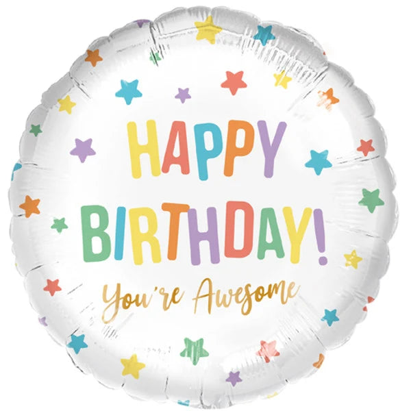 Folieballon Happy Birthday You're Awesome 43cm