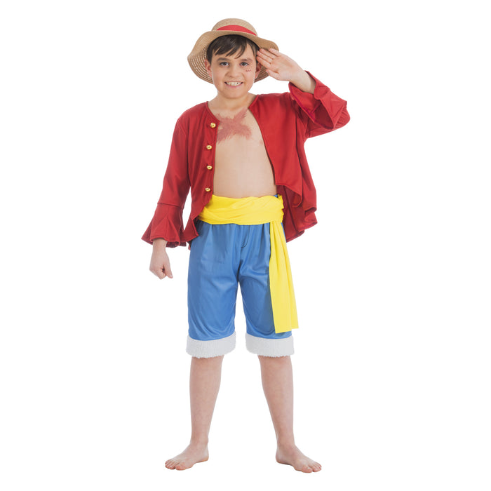 Kostuum Luffy One Piece 4-delig