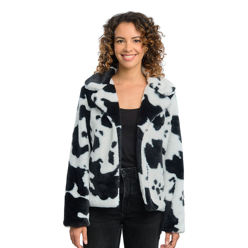 Bontjas Koeienprint Dames Zwart maat S