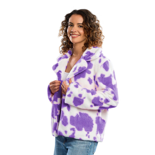 Bontjas Koeienprint Dames Lila maat S