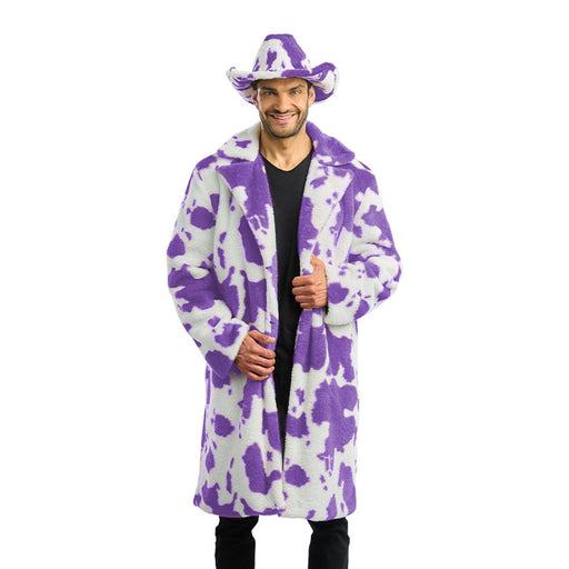 Bontjas Koeienprint Heren Lila maat M