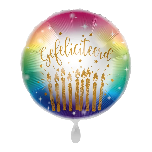 Folieballon Gefeliciteerd Gekleurde Kaars 43cm