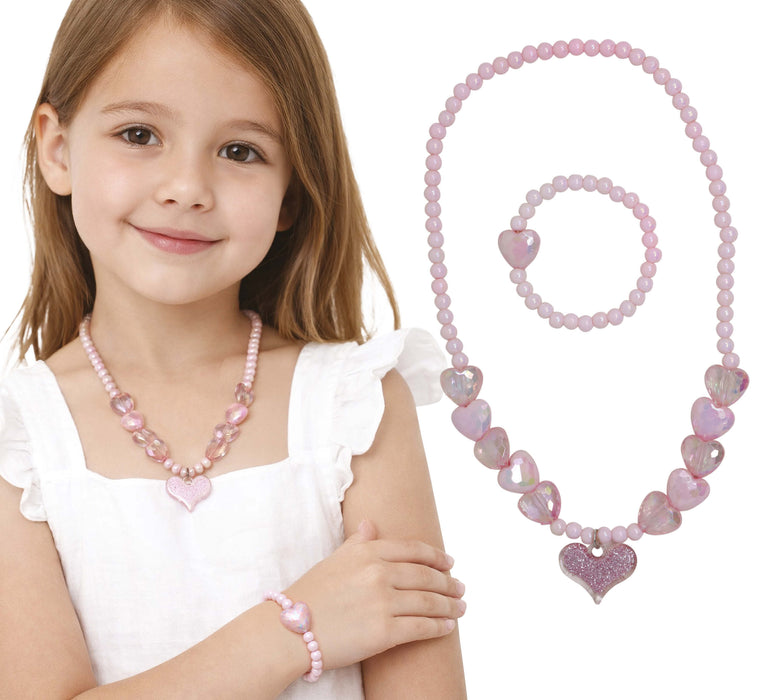Sieradenset Hartjes Roze Kinderen 2st